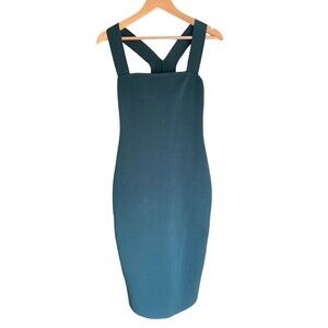 EXPRESS EMERALD GREEN BODY CONTOUR CROSS BACK MIDI SWEATER DRESS SZ S